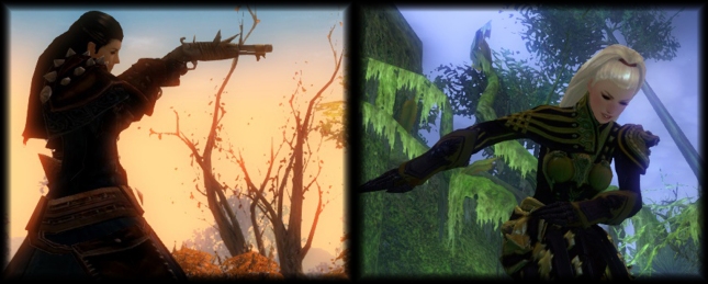 Representations of Shani (left) and Pania (right) as they appear in Guild Wars 2.